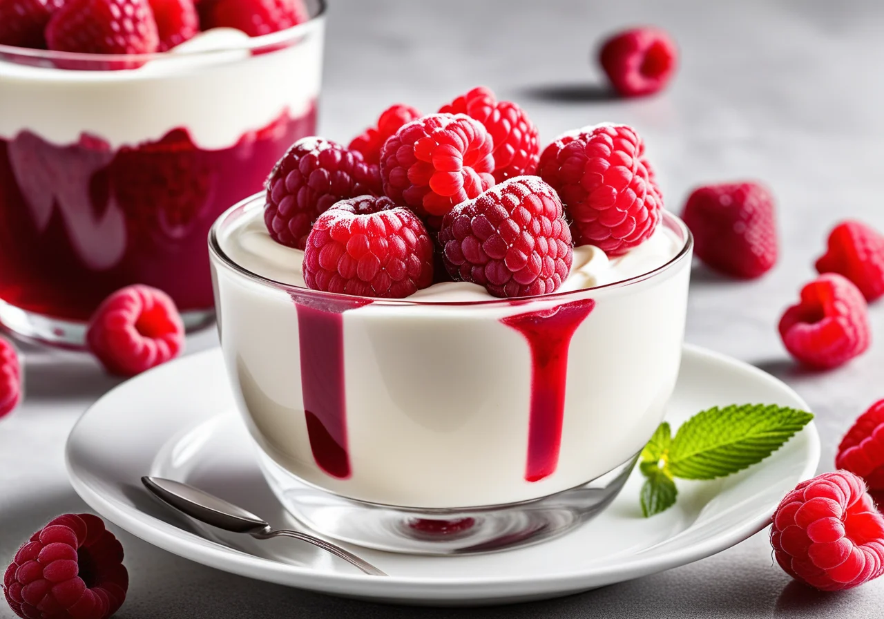 Raspberry Purée with Whipped Cream