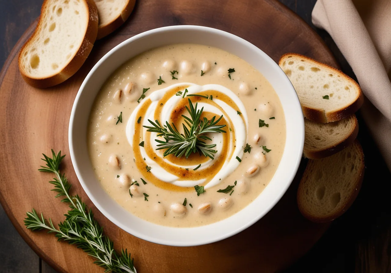 White Bean Soup with Goat Cheese Crostini
