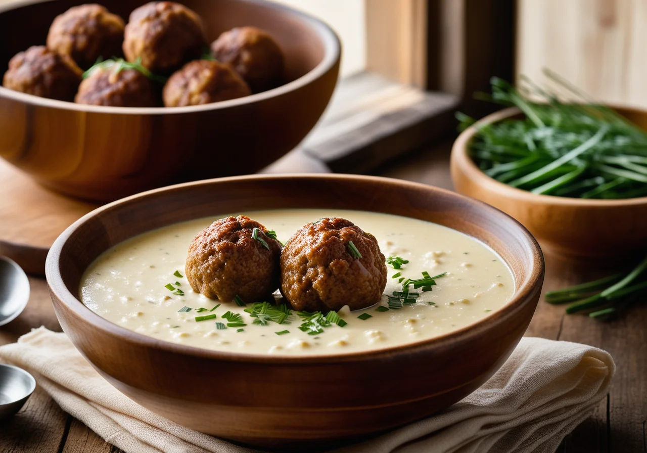 Cauliflower Soup with Meatballs
