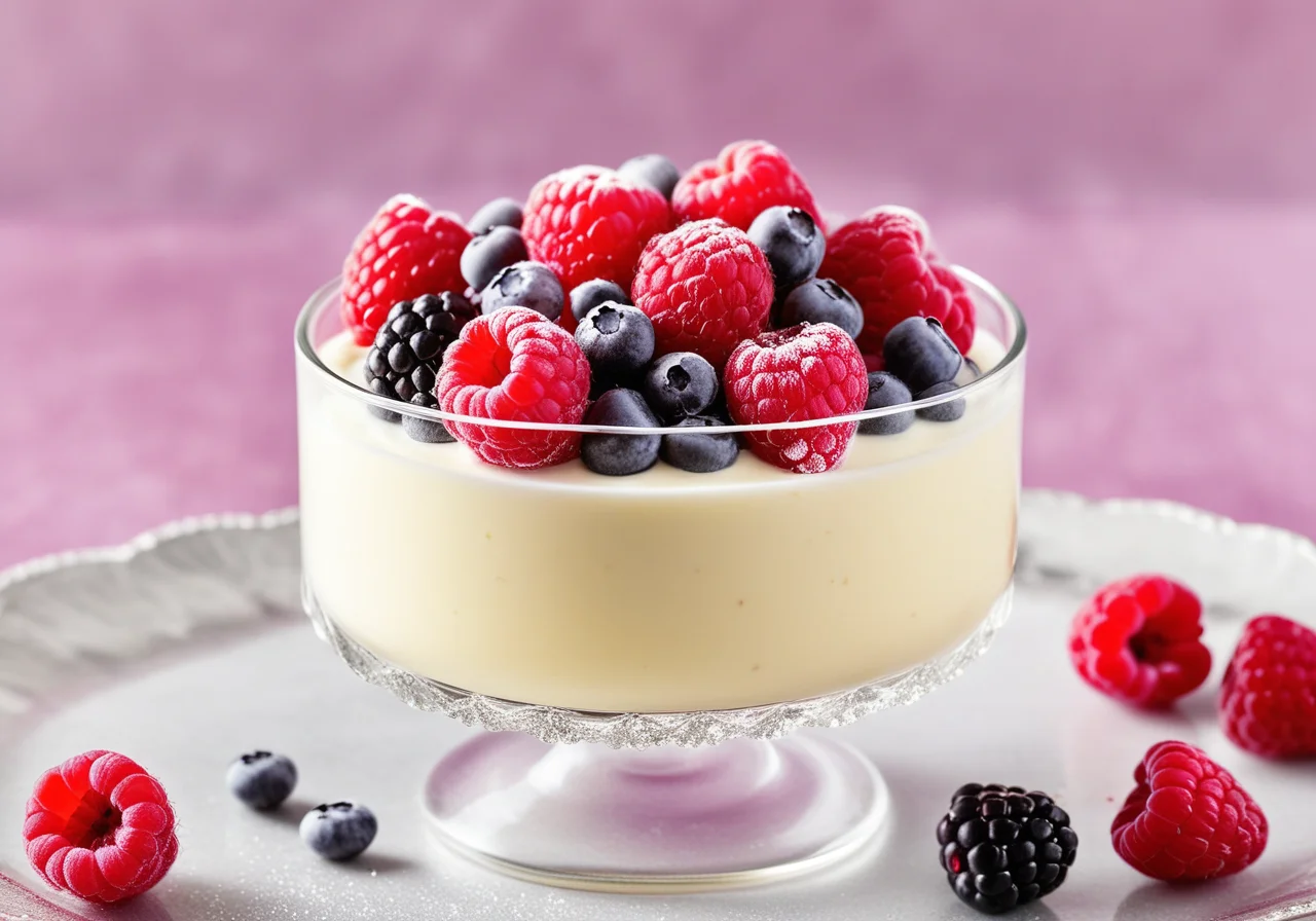 Lavender Cream with Raspberries