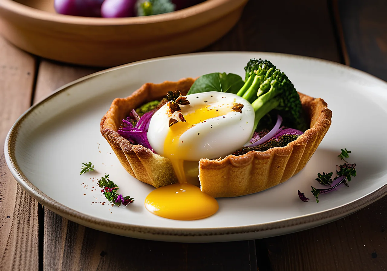 Asparagus and Broccoli Tart with Red Onions