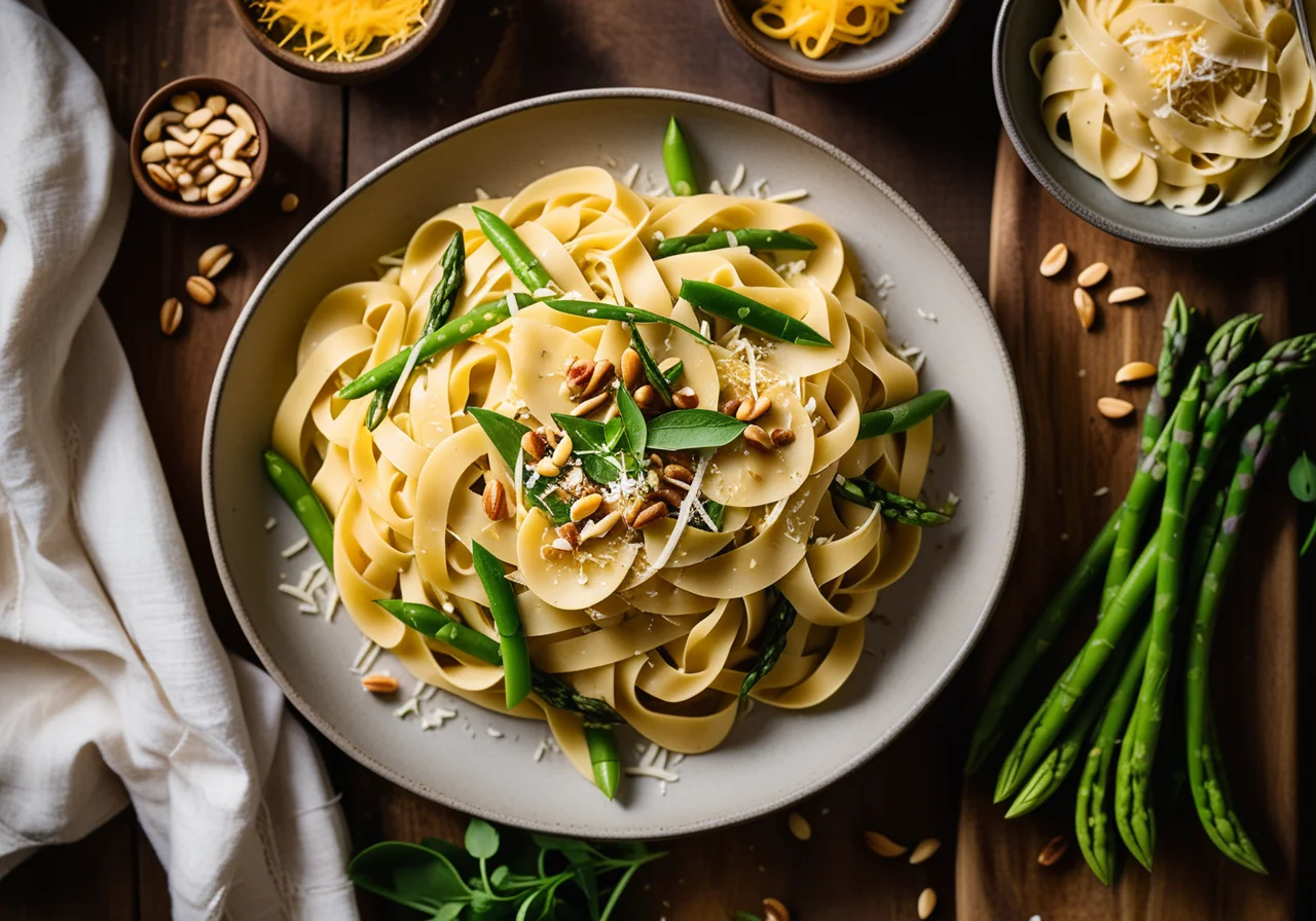Saffron Pasta with Green Coconut Veggies