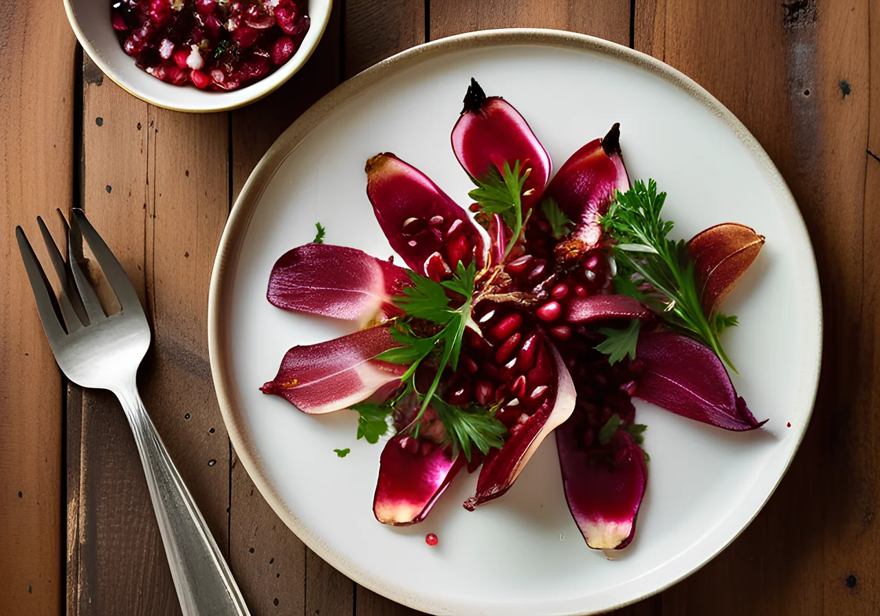 Chicory with Pomegranate Seeds