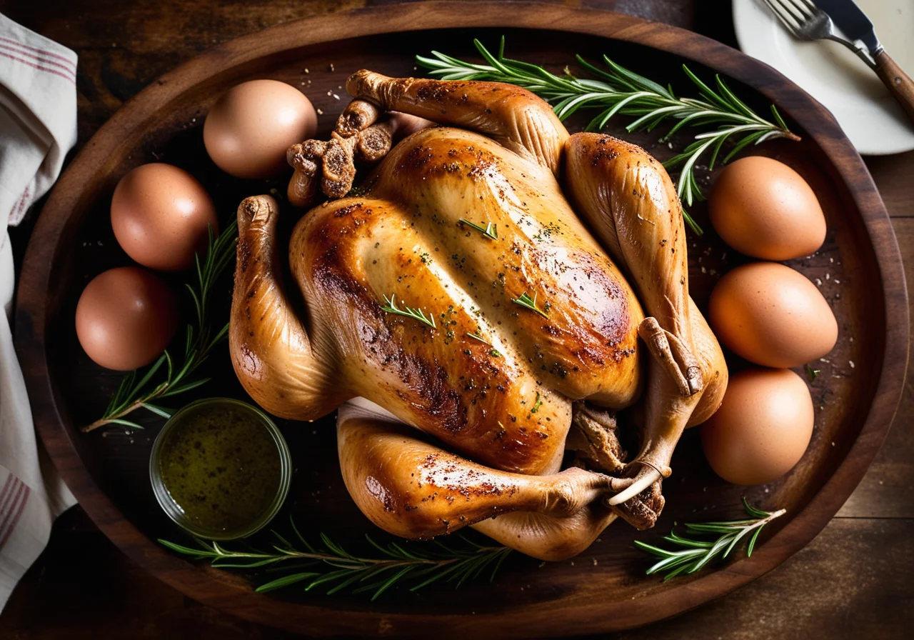 Poularde im Salzteig