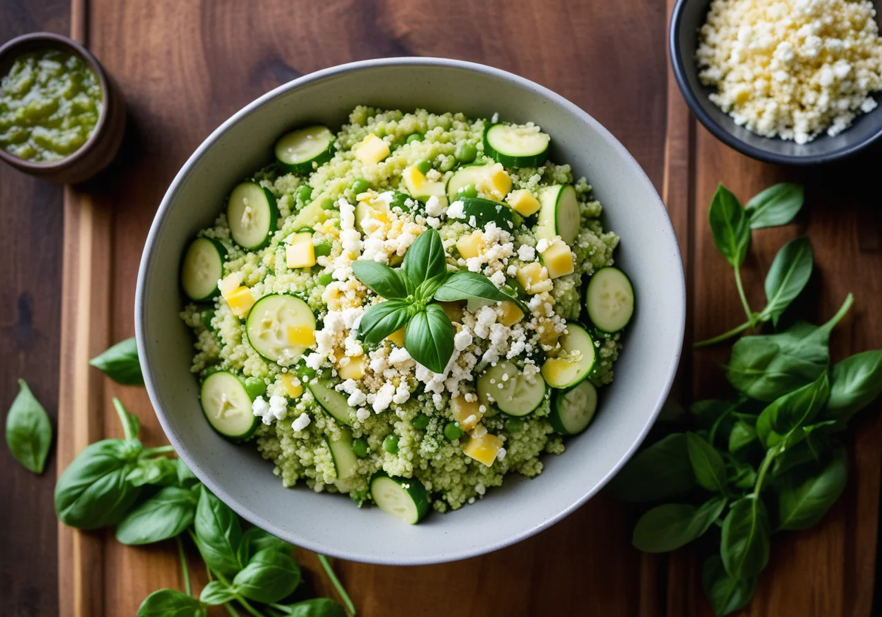 Zucchini-Pea Couscous Salad with Feta