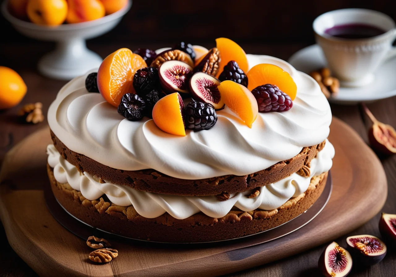 Fruit Cake with Meringue Shell