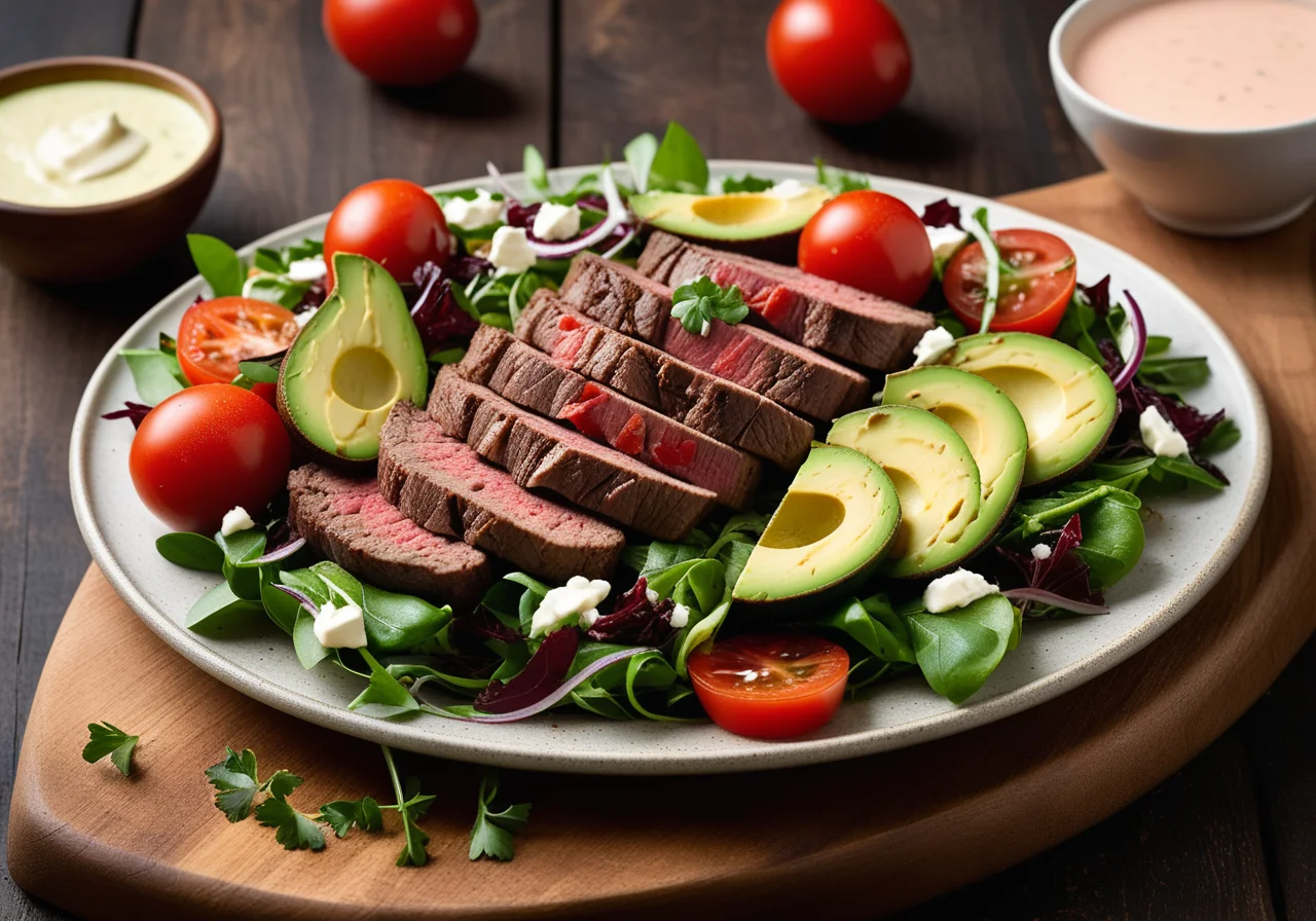 Beef Steaks with Avocado Salad