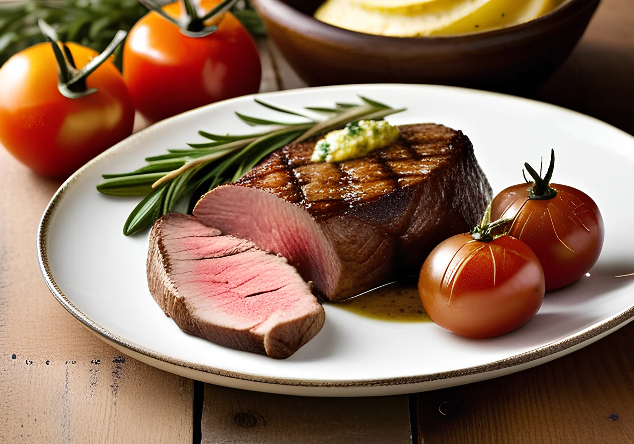 Beef Steak with Herb Butter and Oven Roasted Potatoes