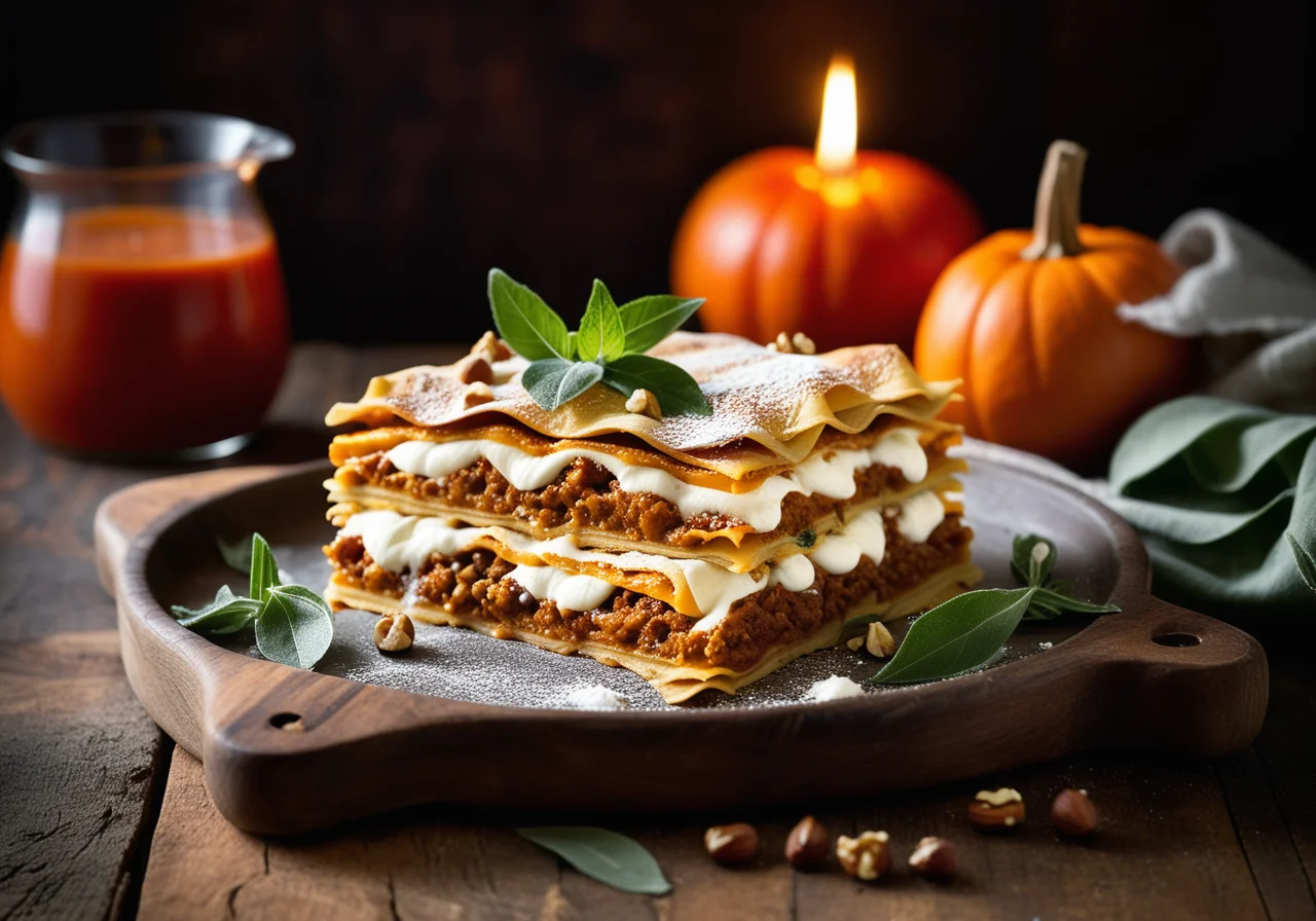Pumpkin Lasagna with Goat Cheese