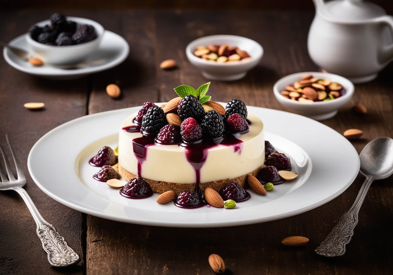 Cinnamon Parfait with Warm Blackberries