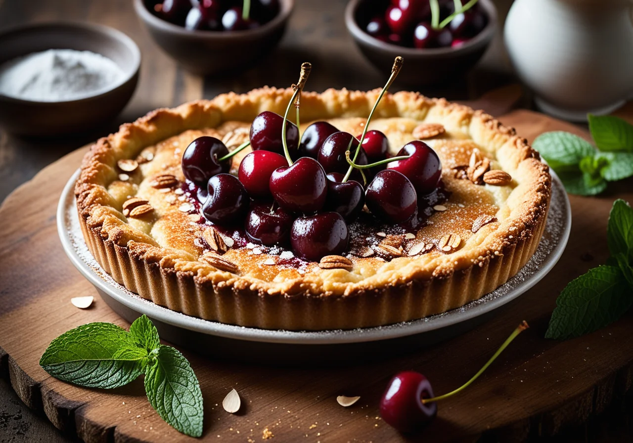 Cherry Gratin with Almond Crust