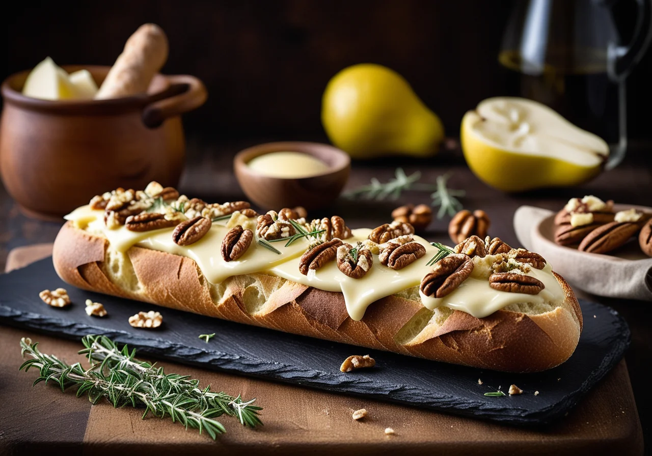 Baguette with Brie, Pear and Walnut Seeds