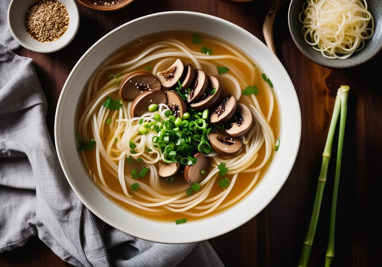 Glass Noodle Soup with Corn and Shiitake