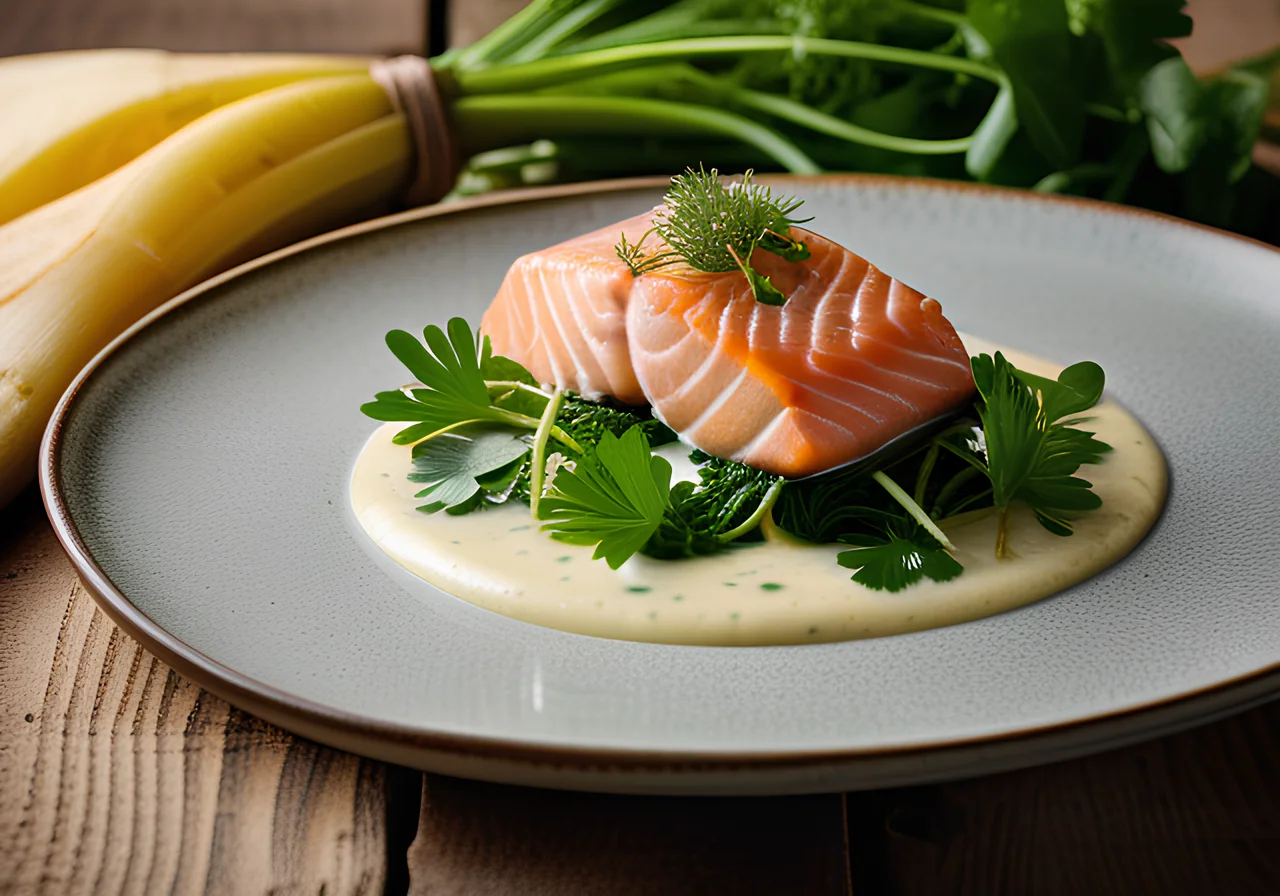 Steamed Salmon Fillet on Braised Vegetables