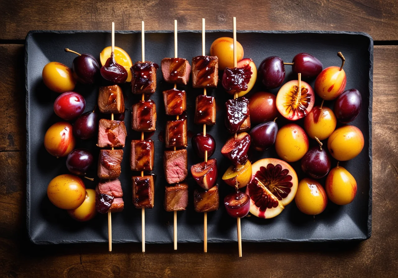 Duck Breast Skewers with Plum Dip