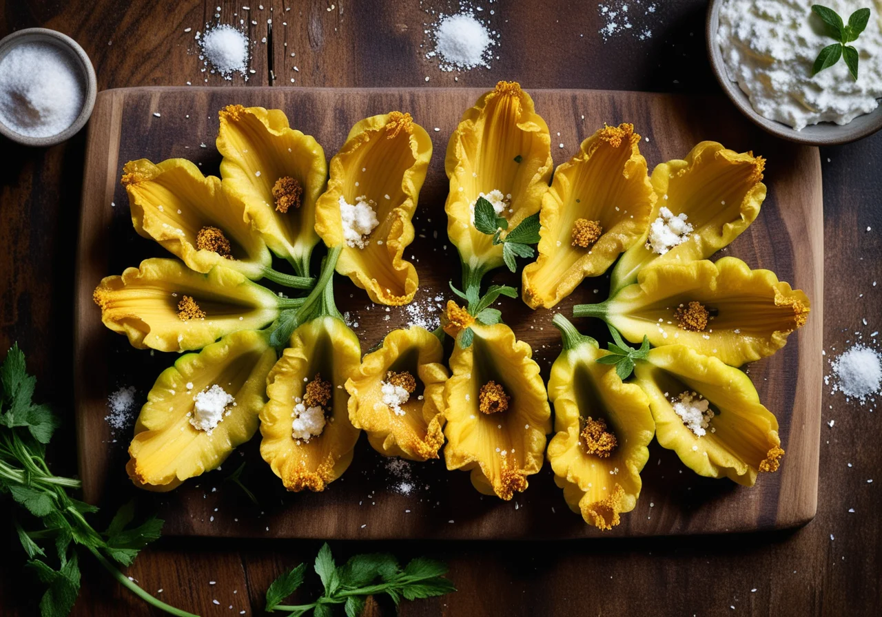 Stuffed Zucchini Blossoms with Feta