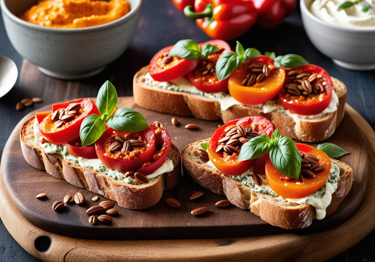 Paprika-Aufstrich auf Brotscheibe