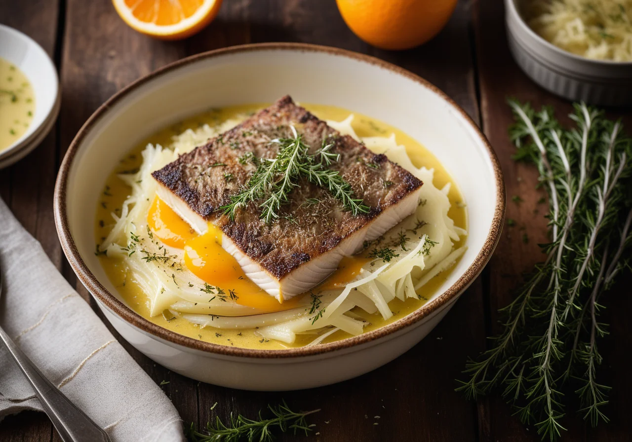 Gratinated Mustard Herring with Cabbage