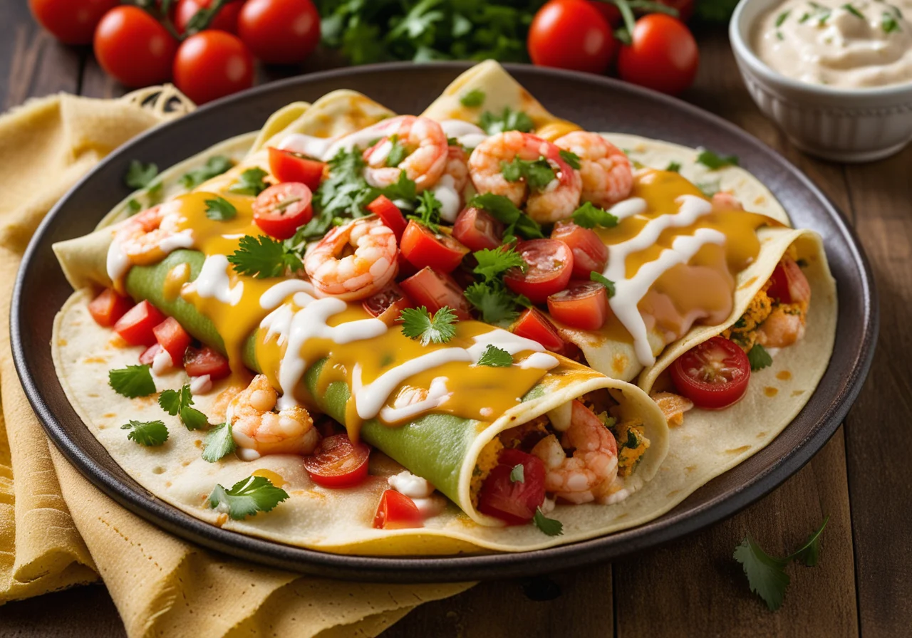 Shrimp Enchiladas with Salsa
