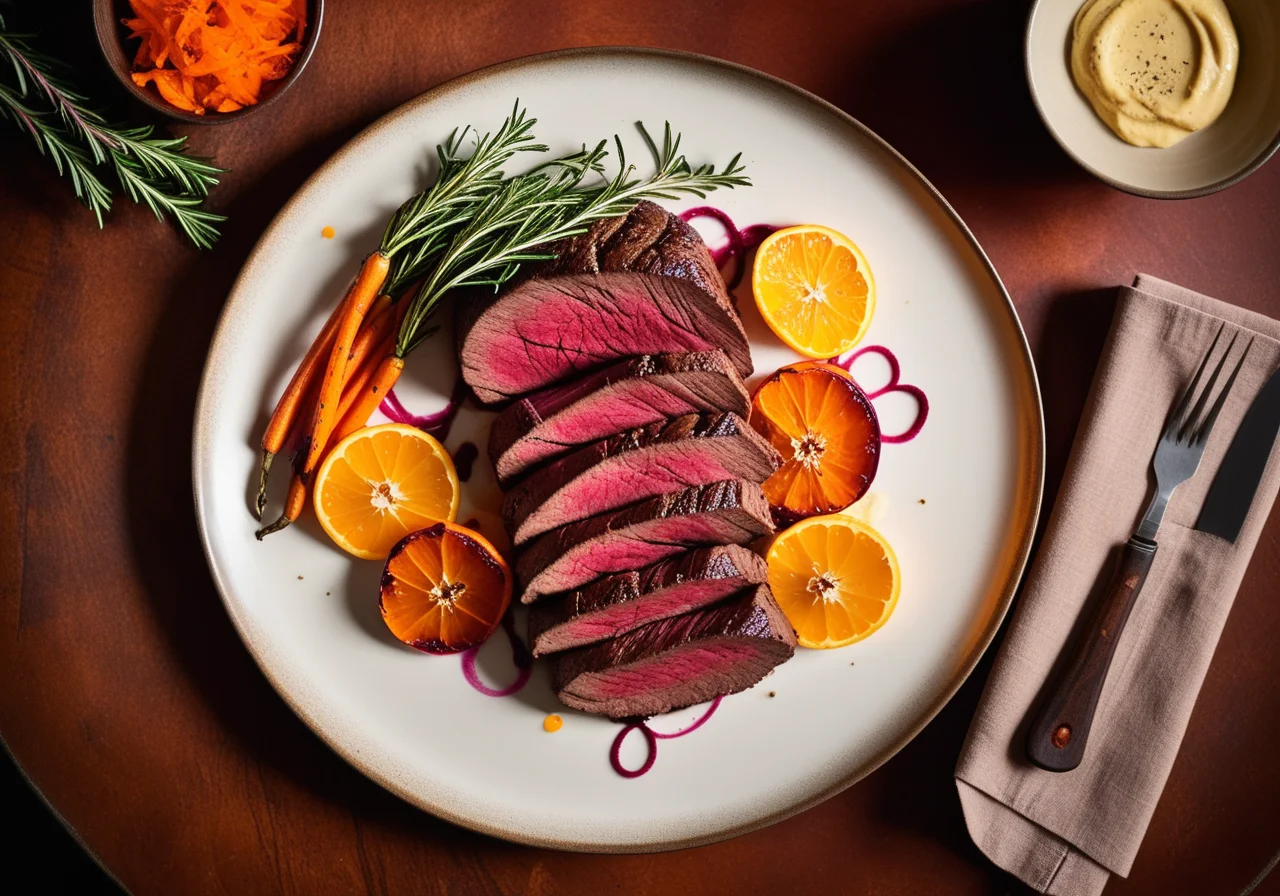 Rindersteak mit Karotten und Kräuterbutter