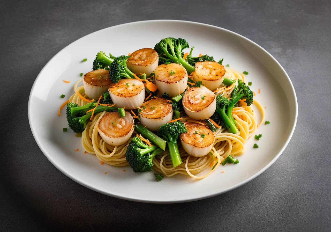 Pasta with Vegetables and Scallops