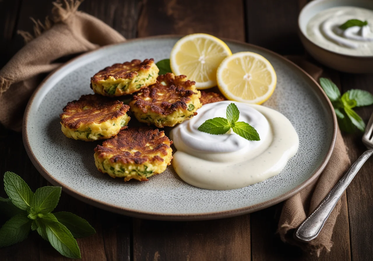 Zucchini Fritters with Yogurt Dip