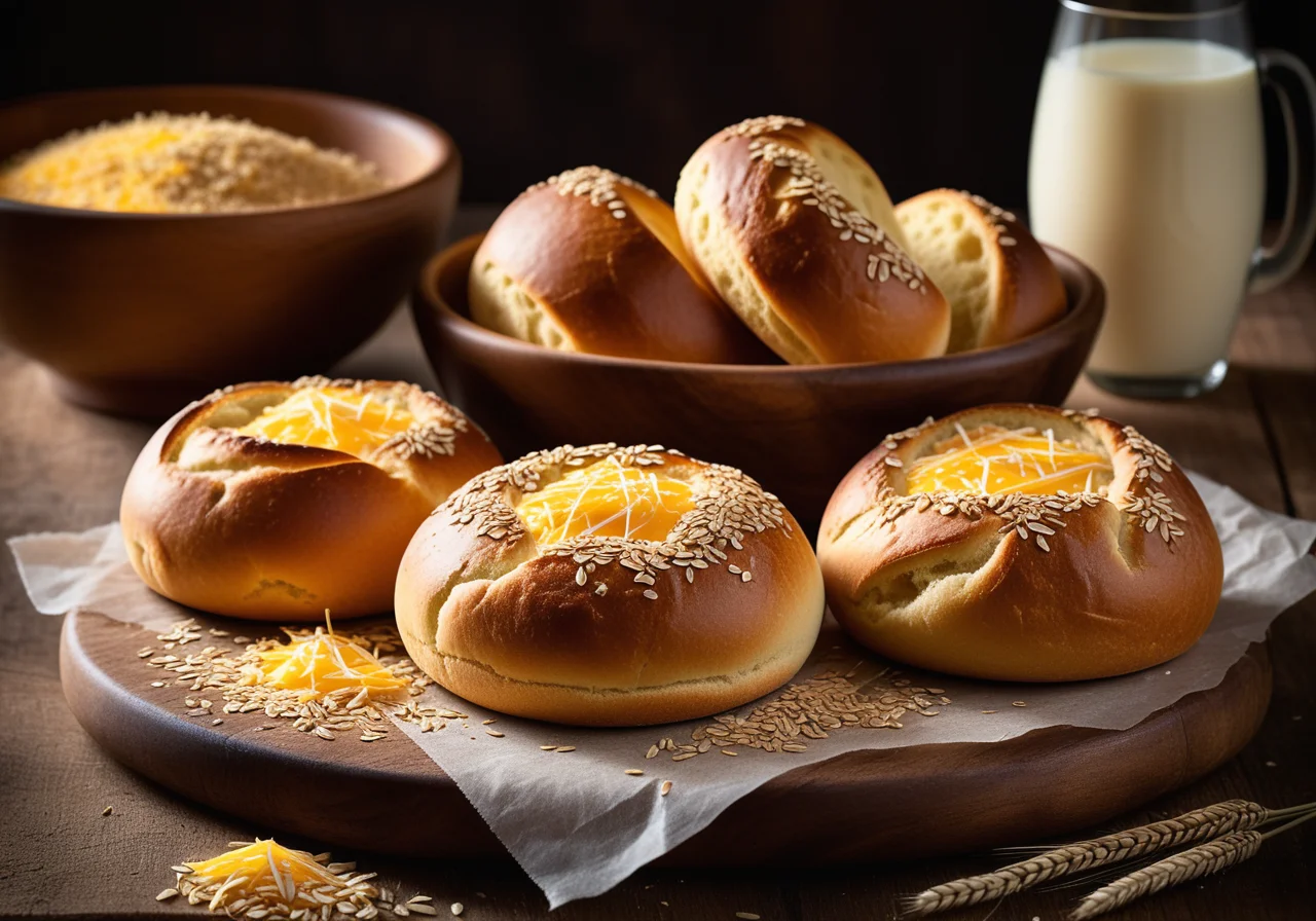 Wheat rolls with cheese