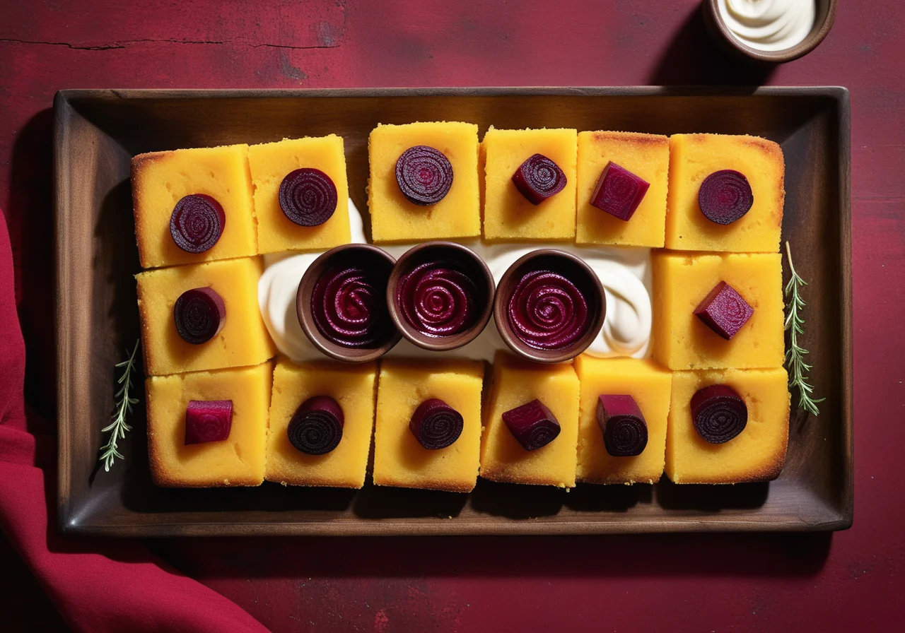 Fried Polenta with Beetroot