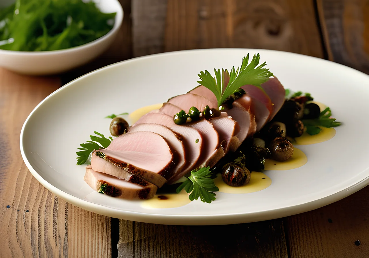 Pork Tenderloin Carpaccio with Capers