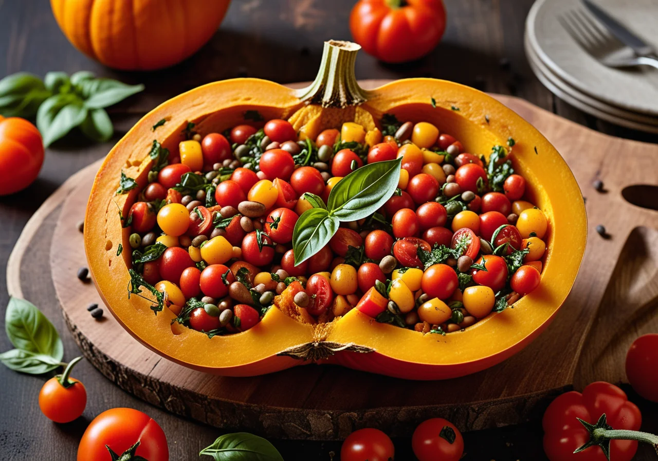 Pumpkin with Bean and Tomato Filling