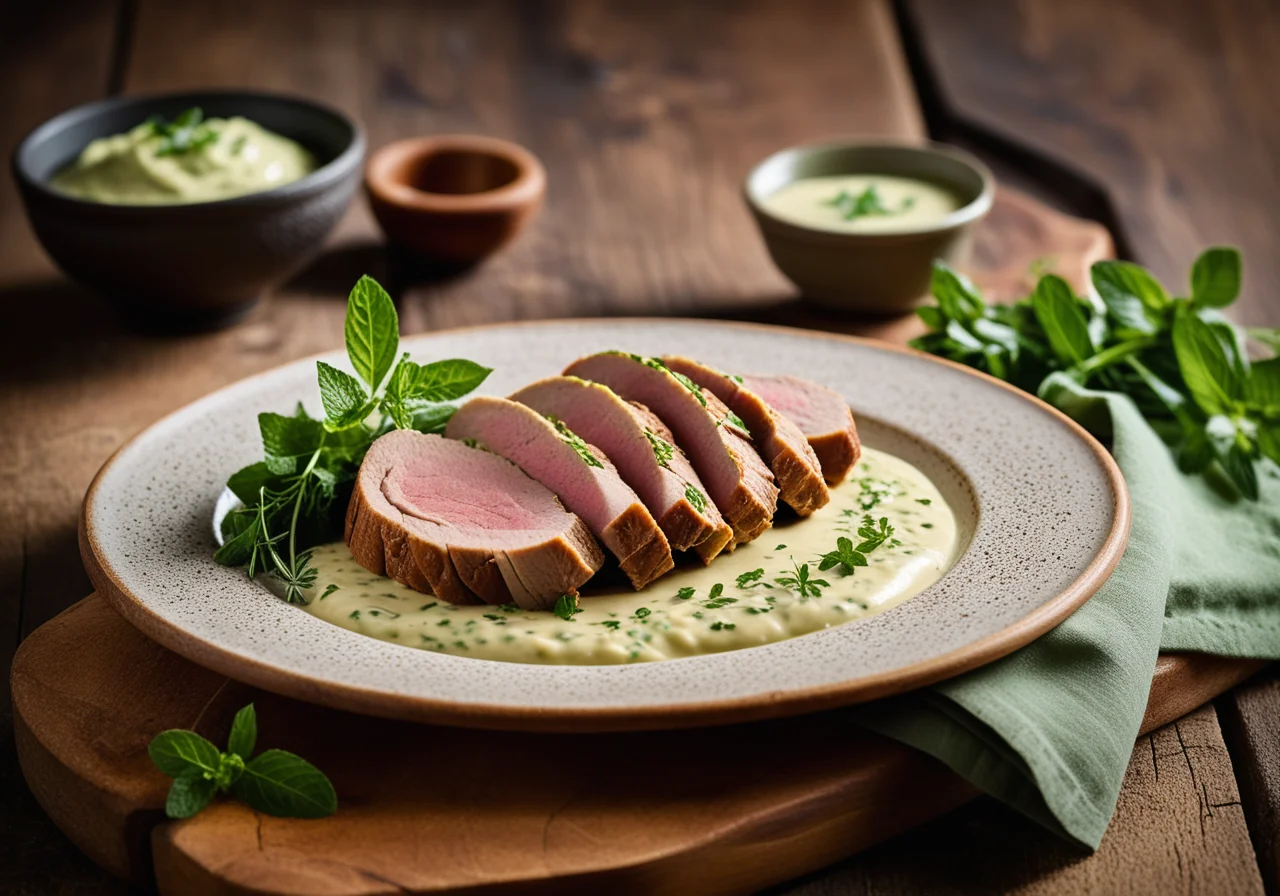 Stuffed Veal Breast with Peas and Herbs