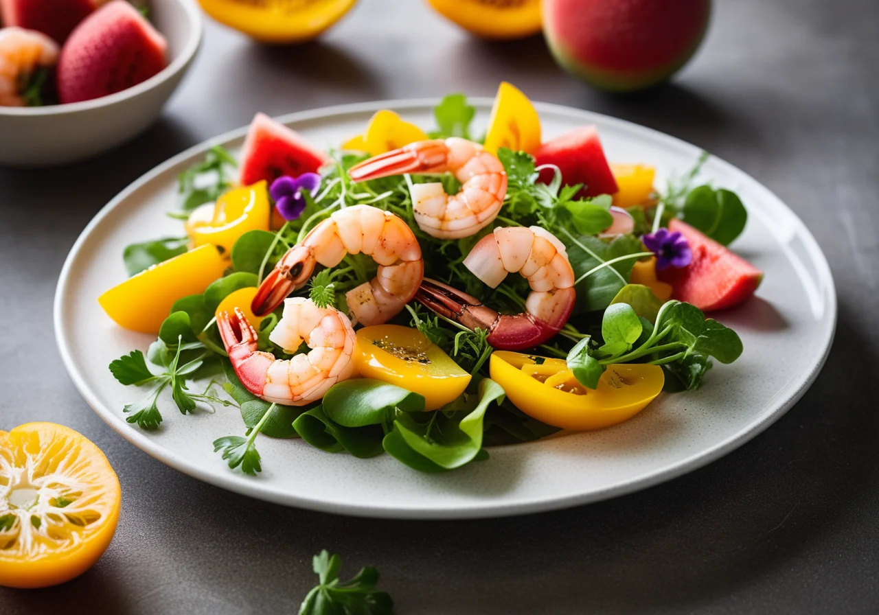 Colorful Shrimp and Watermelon Salad