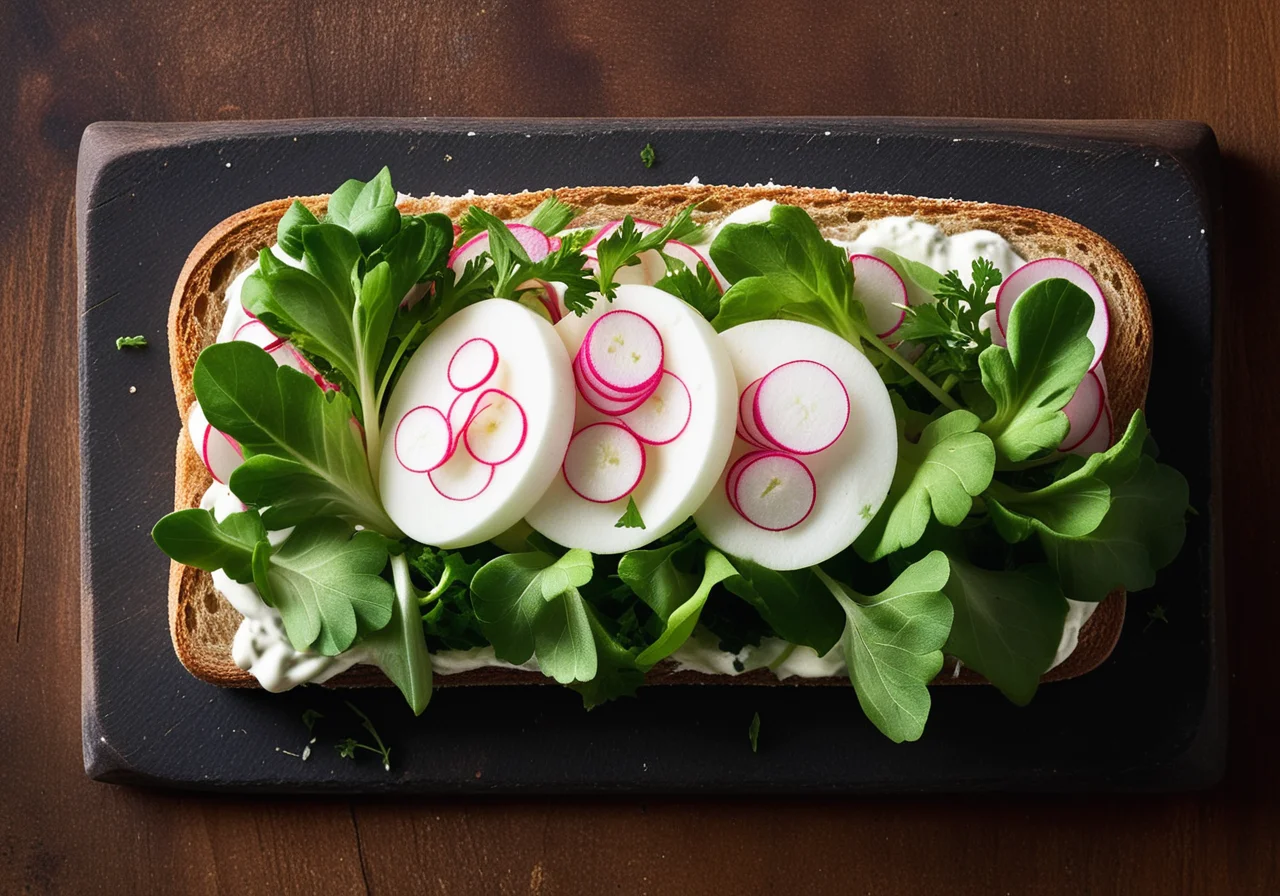 White Bread with Quark and Radishes