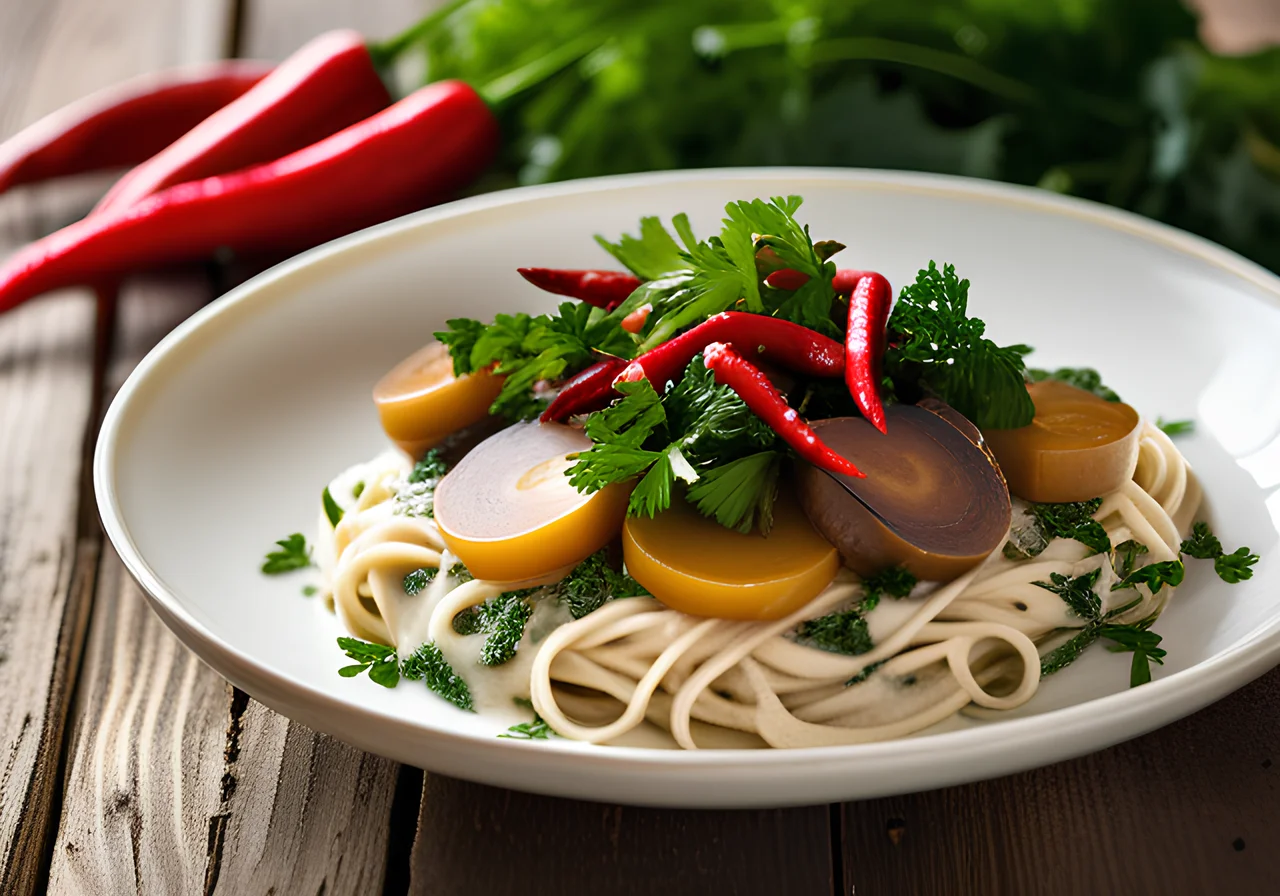 Konjac Noodles with Mascarpone Mushroom Sauce