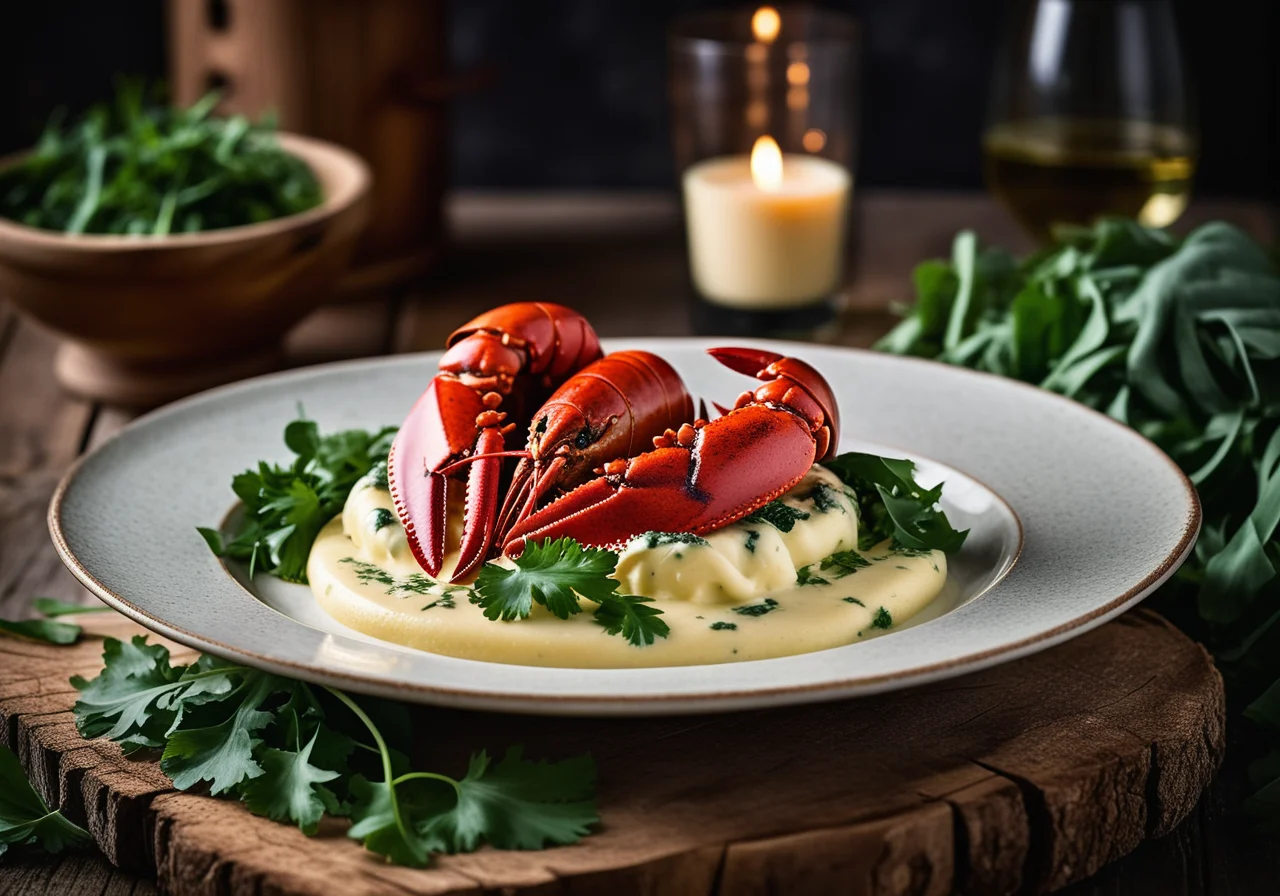 Lobster with Savoy Cabbage and Foamy Wild Garlic Sauce