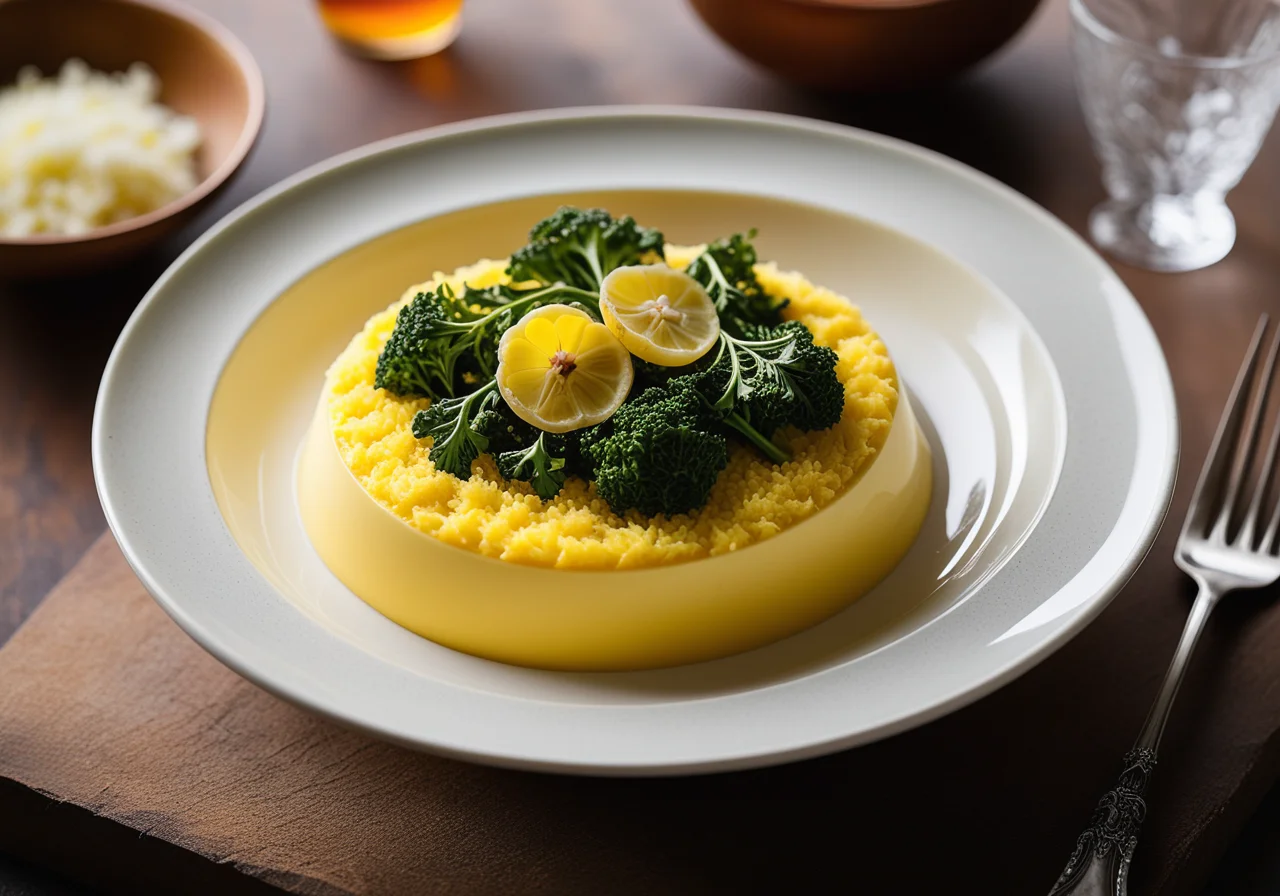 Wild Broccoli with Saffron Lemon Foam and Kamali Aromatic Rice