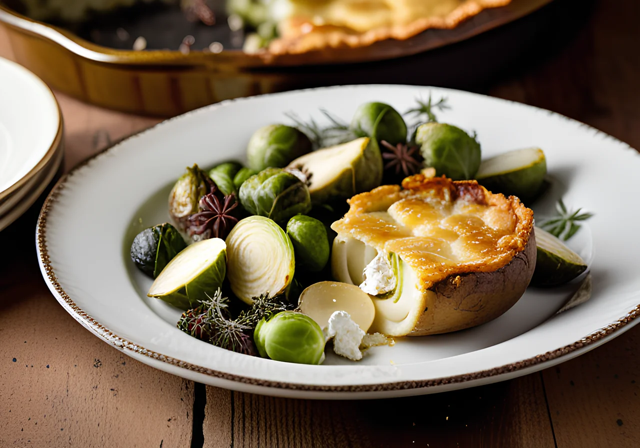 Potato and Brussels Sprouts Gratin with Goat Cheese