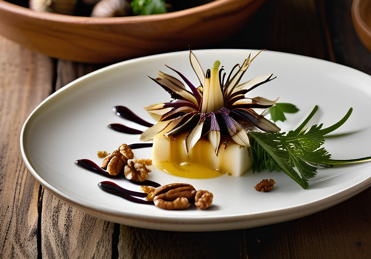 Black Salsify with Goat Cheese and Walnut Dressing