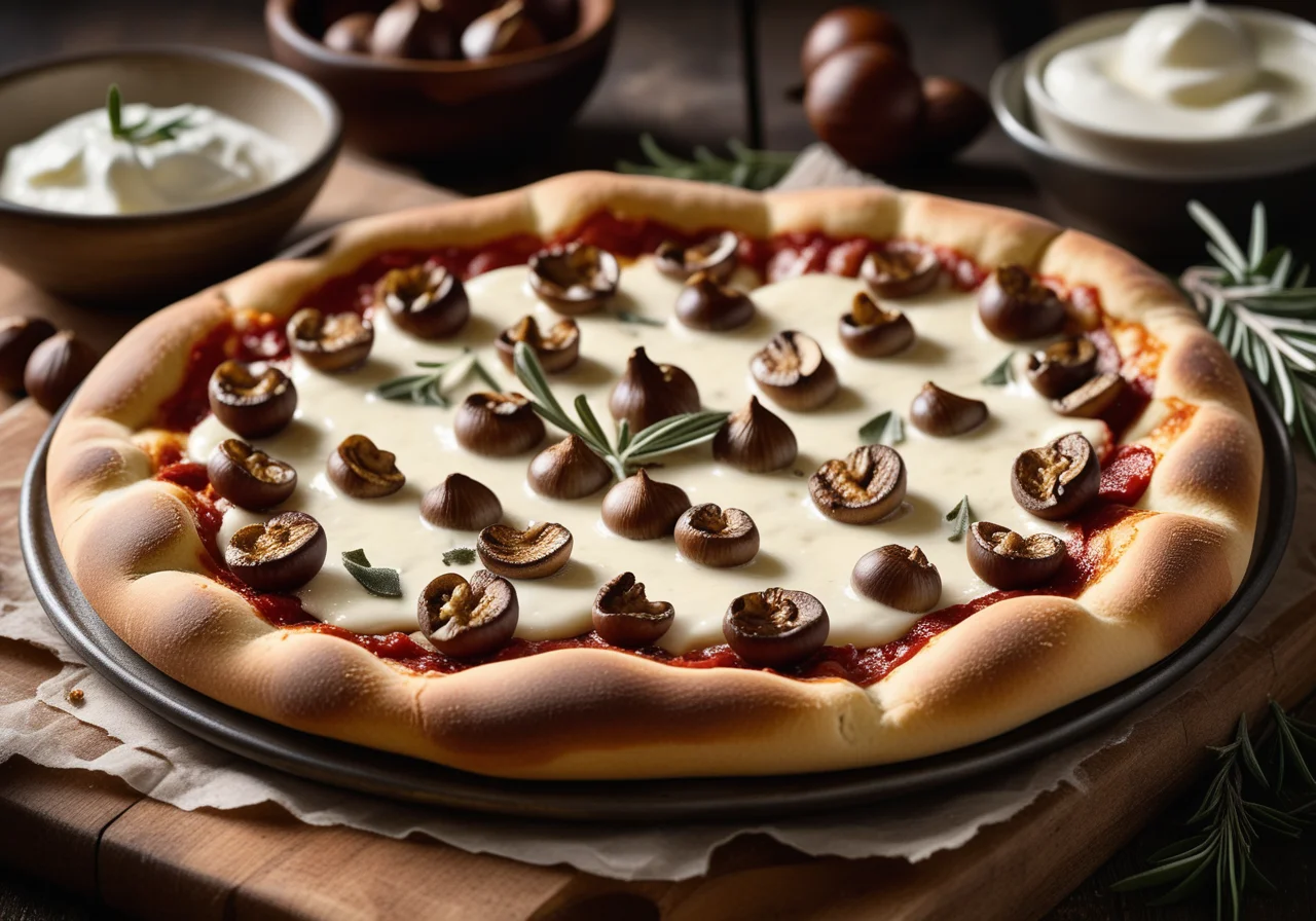 Pizza with Chestnuts and Mushrooms