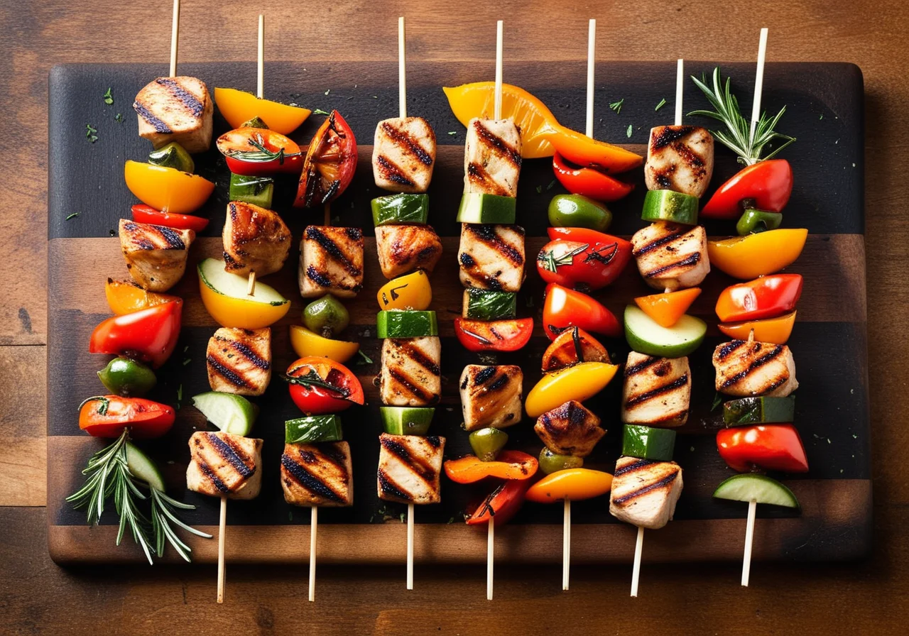 Grilled Chicken Vegetable Skewers