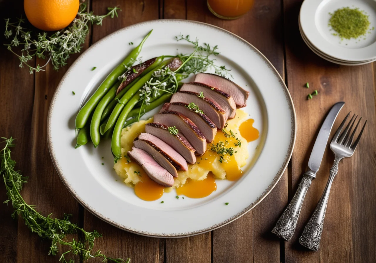 Orange Duck with Potato Gratin