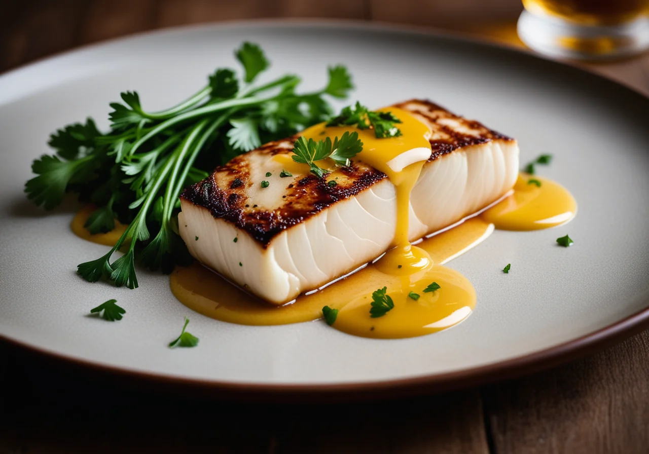 Cod with Mustard Wine Sauce