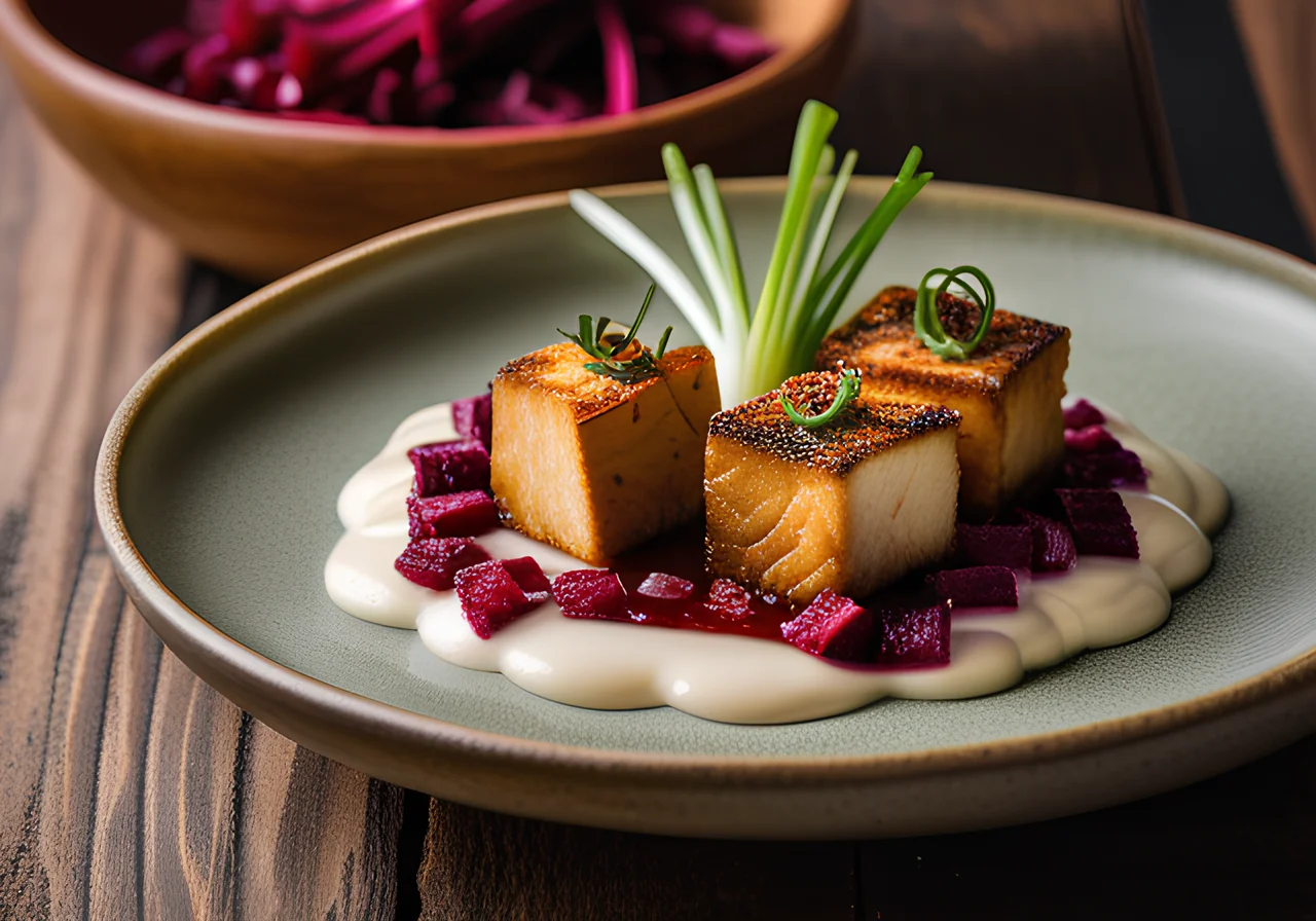 Crispy Tofu with Beetroot