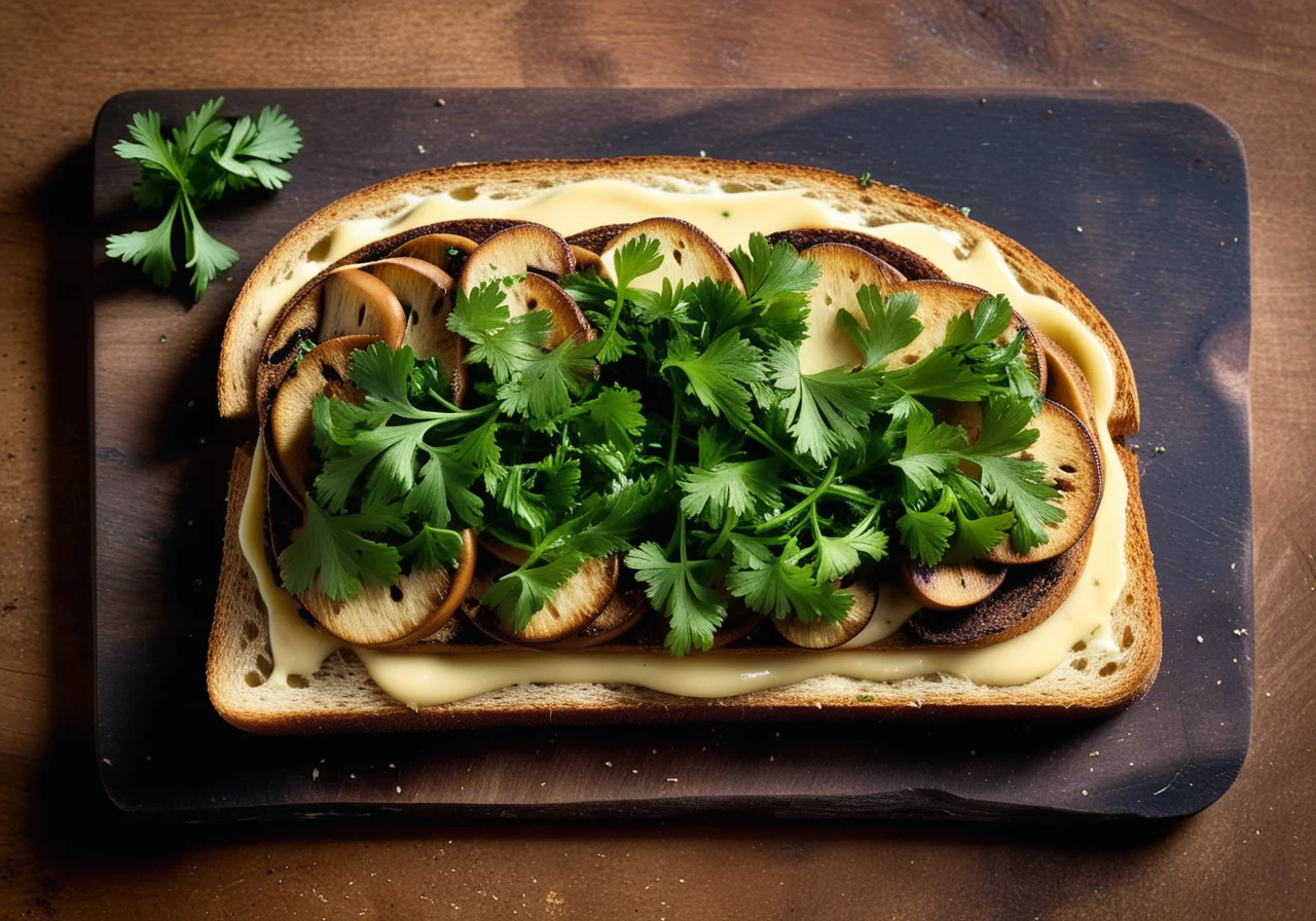 Mushroom Toast with Melted Cheese
