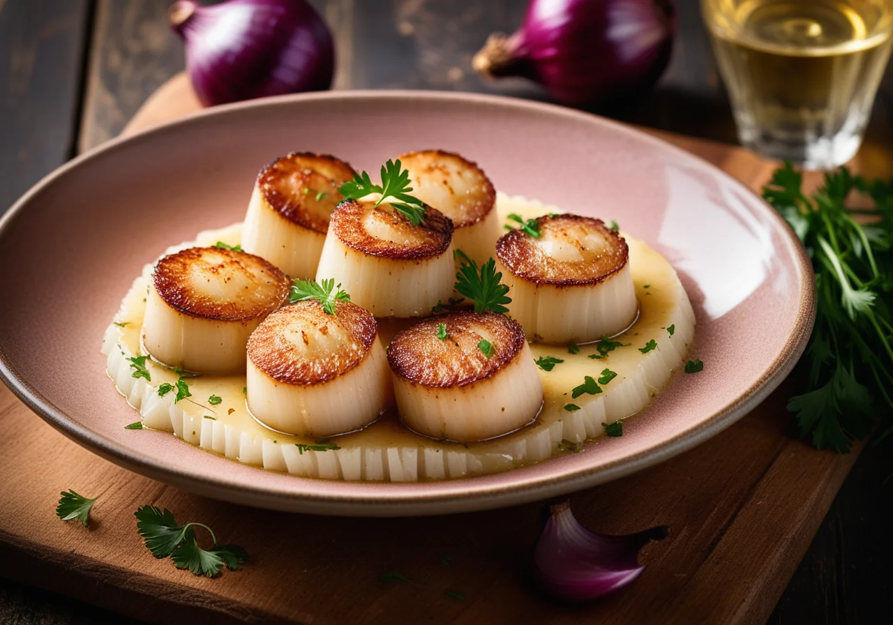 Scallop Fillets with Roasted Onions