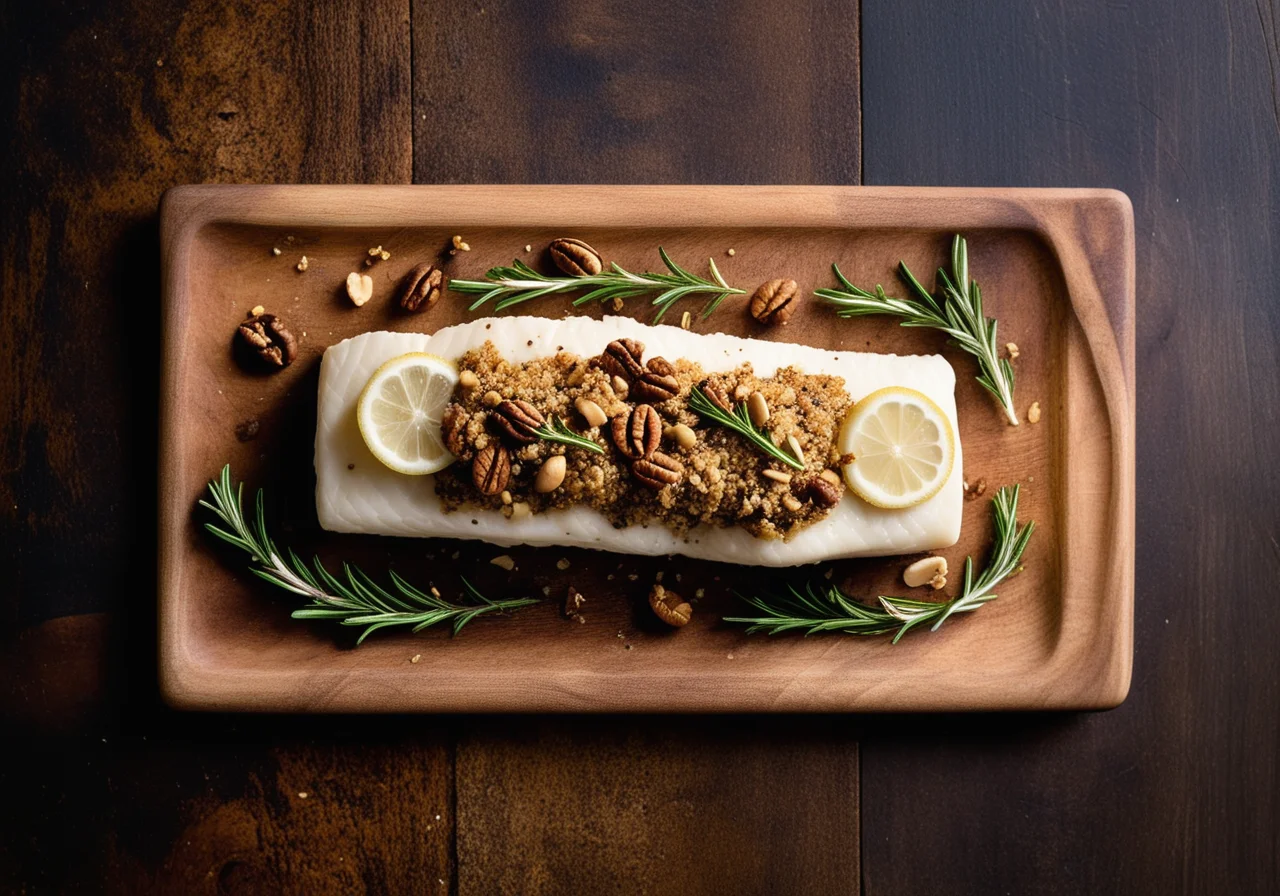 Cod Fillet with Walnut-Olive Crust