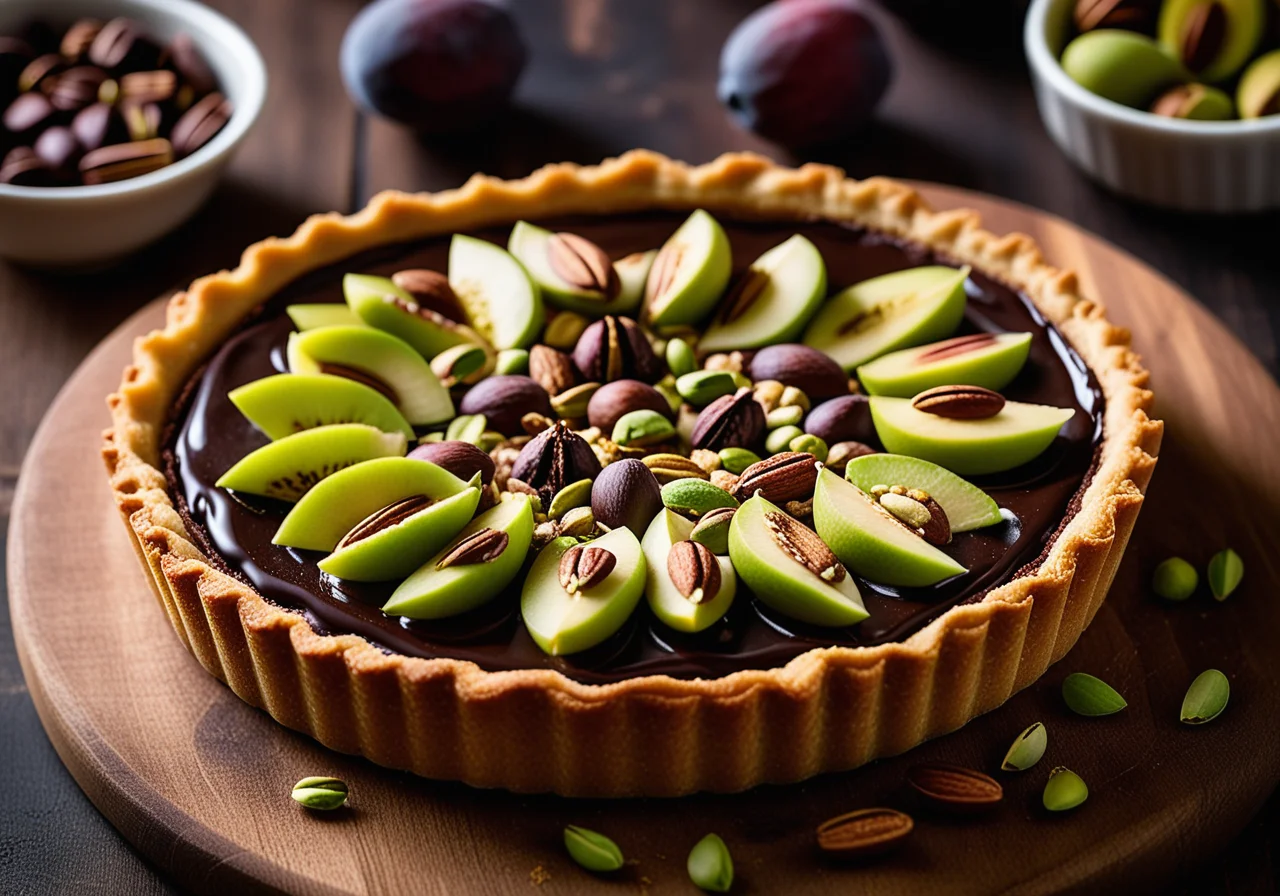 Chocolate Tart with Sharon Fruit