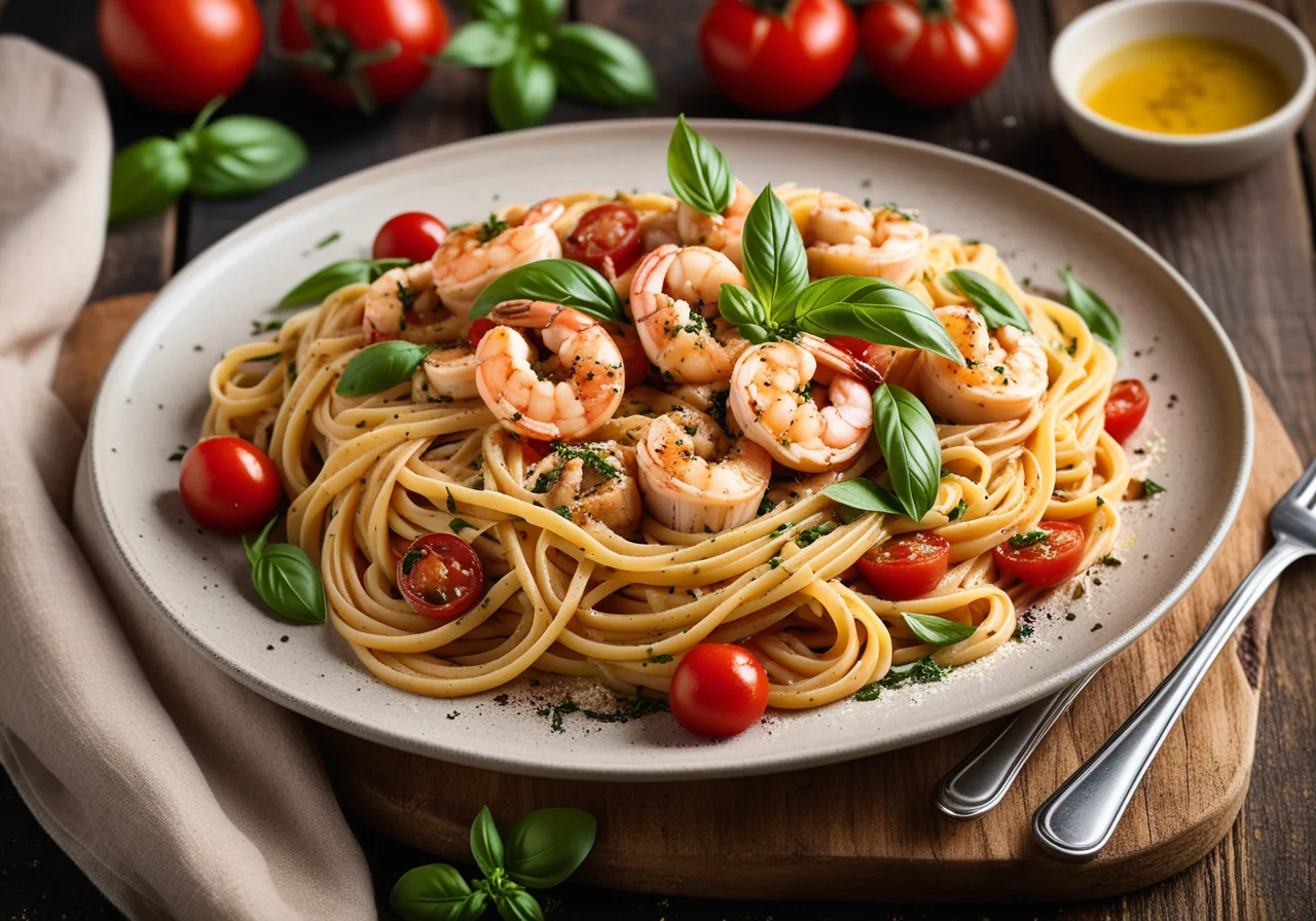 Linguine with Chicken and Shrimp