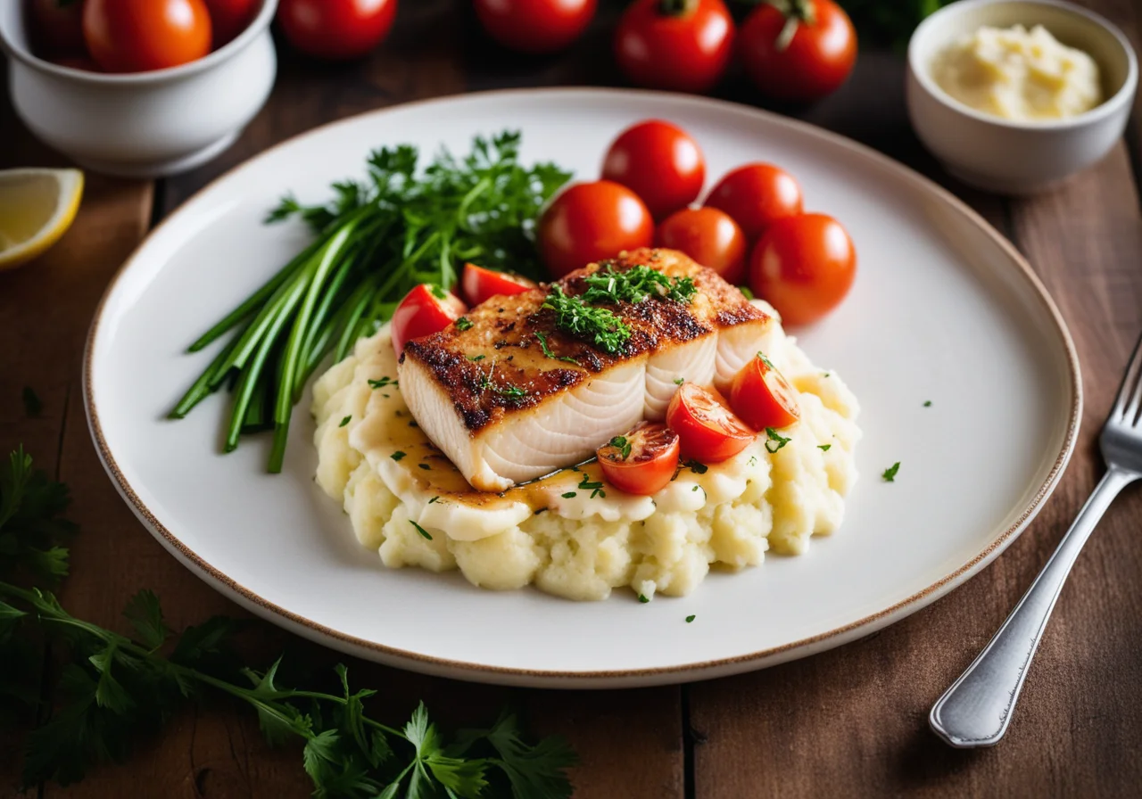 Oven-Baked Cod Fillets with Tomatoes and Potatoes