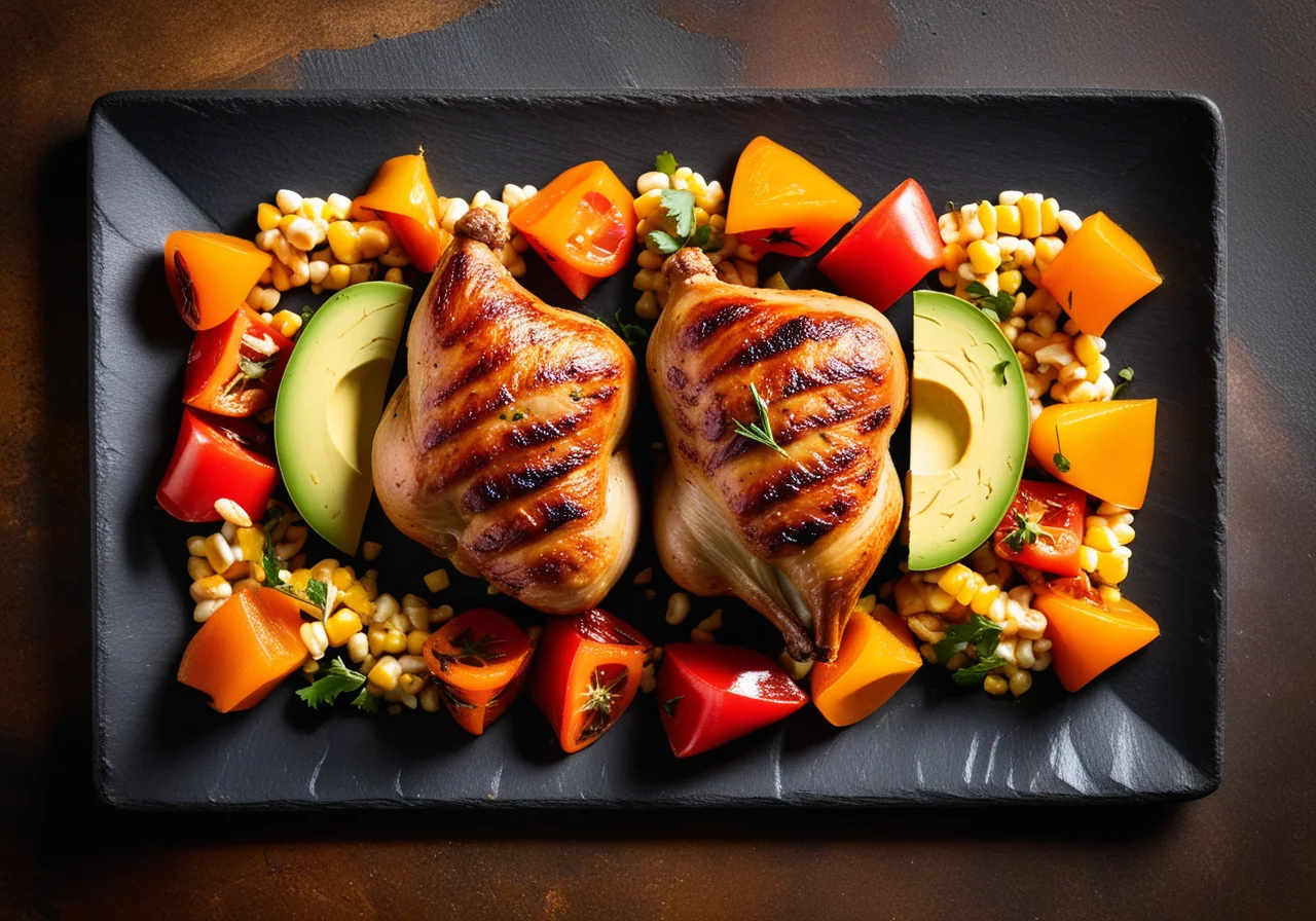Vegetable Chicken on Sheet Pan with Avocado